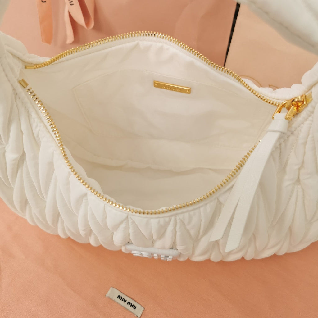 MIU MIU WANDER 28 BAG IN WHITE ECO - FRIENDLY NYLON