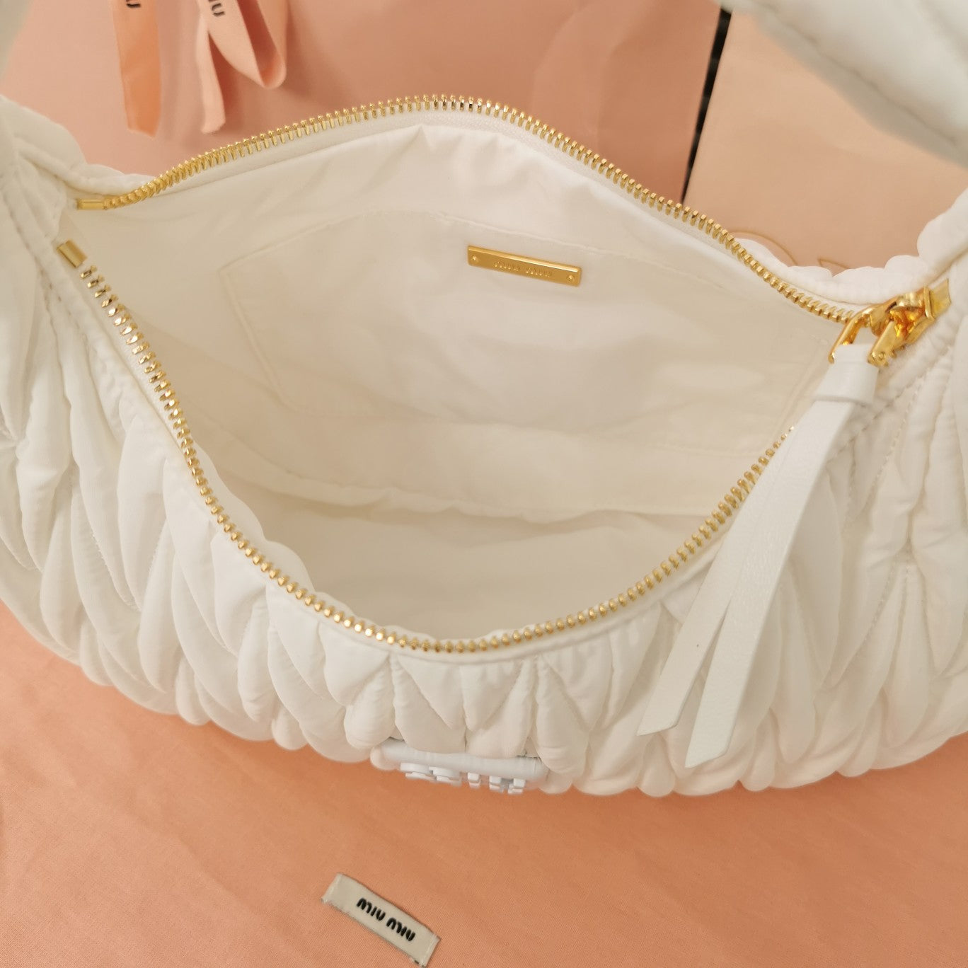 MIU MIU WANDER 28 BAG IN WHITE ECO - FRIENDLY NYLON