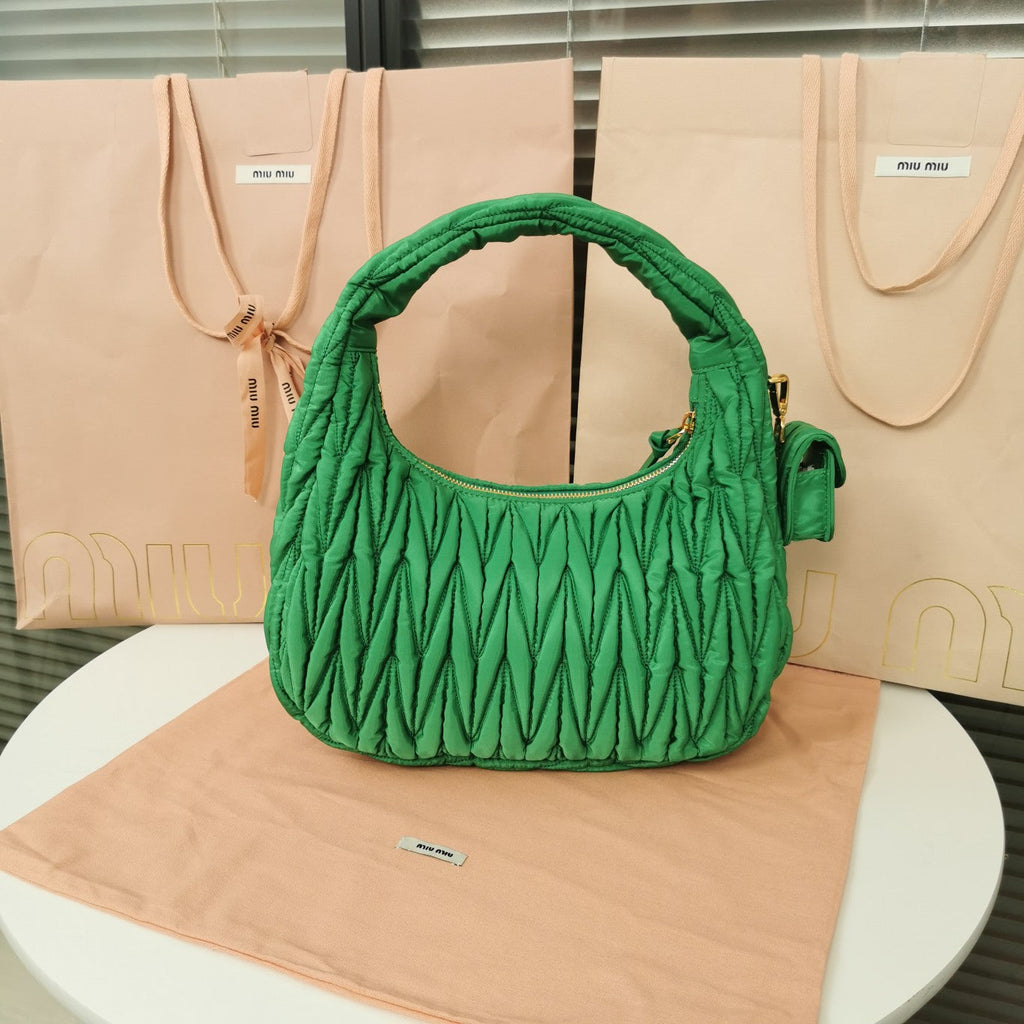 MIU MIU WANDER 28 BAG IN GREEN ECO - FRIENDLY NYLON