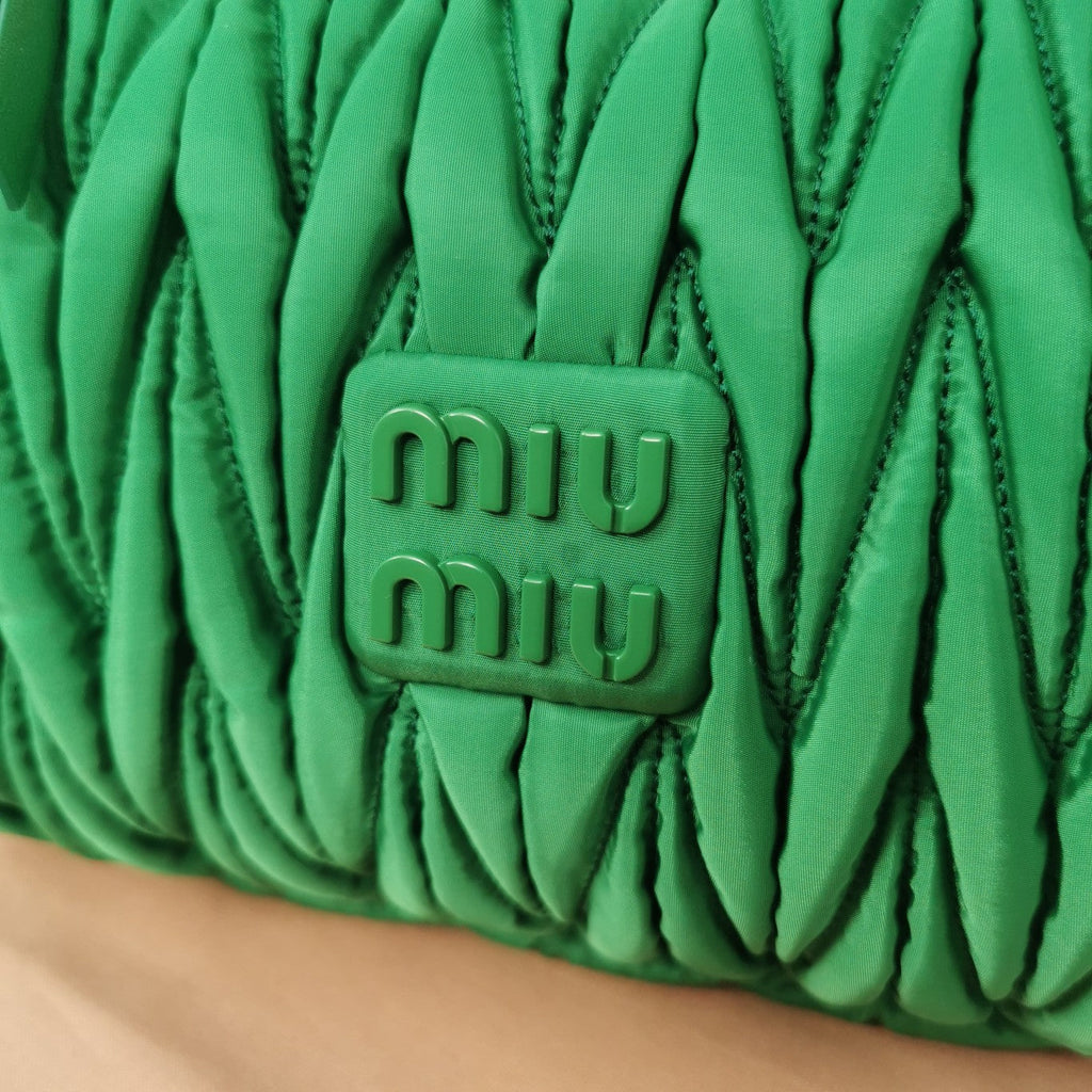 MIU MIU WANDER 28 BAG IN GREEN ECO - FRIENDLY NYLON
