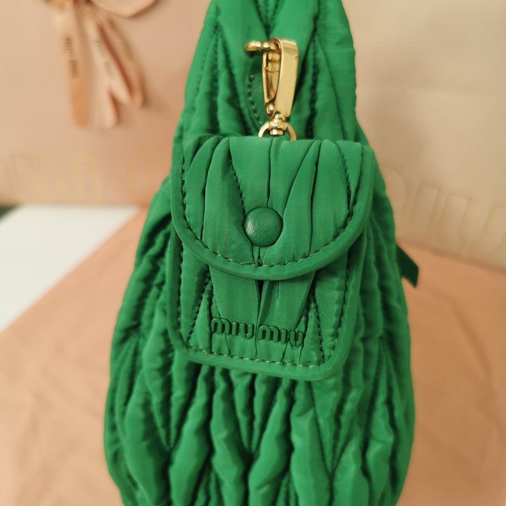 MIU MIU WANDER 28 BAG IN GREEN ECO - FRIENDLY NYLON
