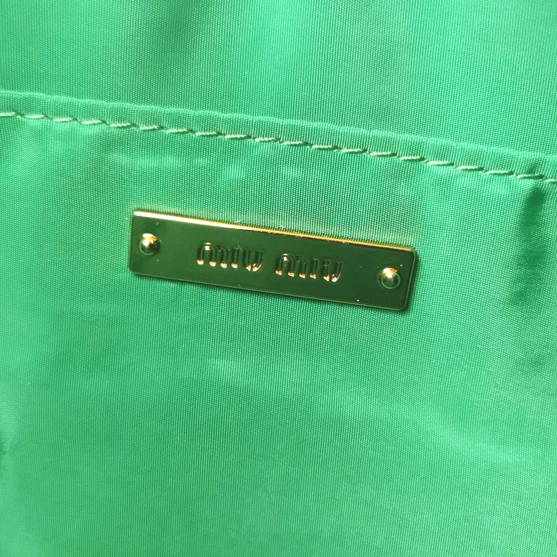 MIU MIU WANDER 28 BAG IN GREEN ECO - FRIENDLY NYLON