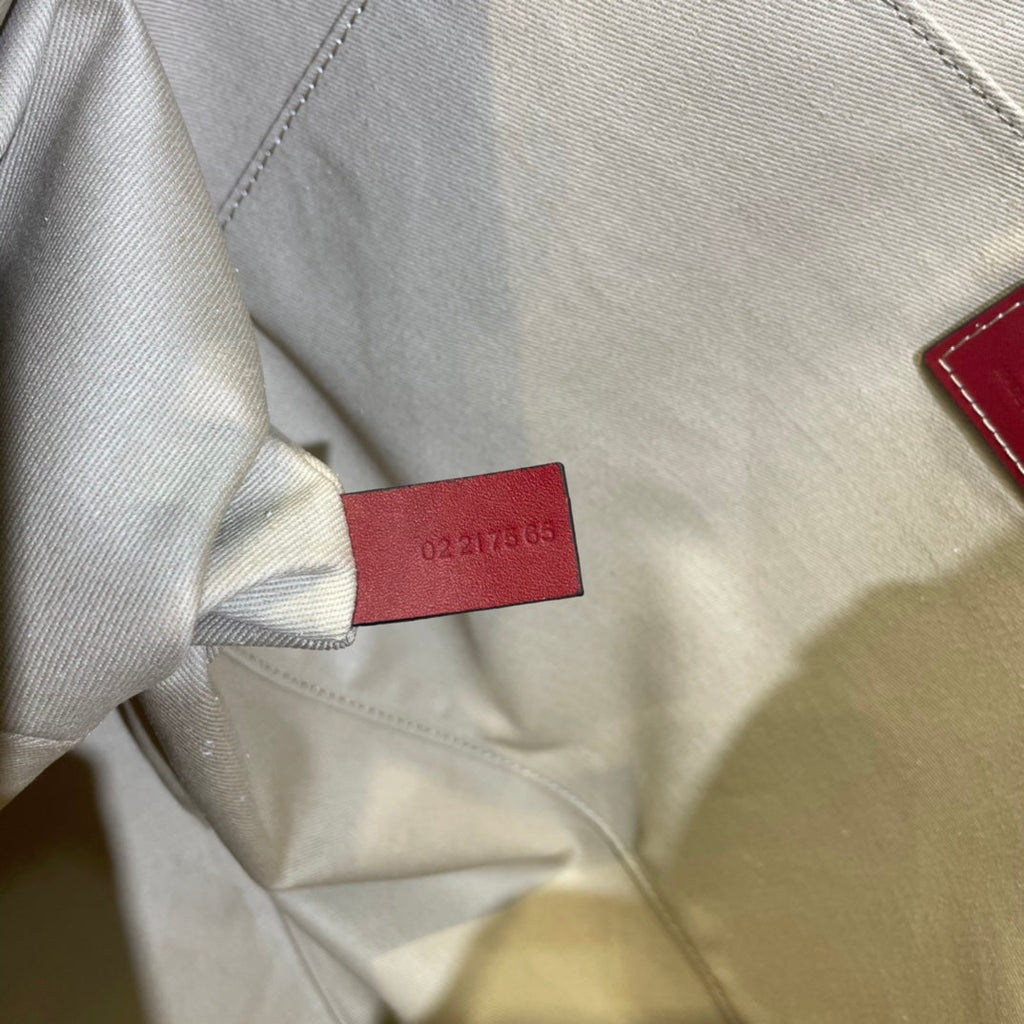 CHLOE LAGRE WOODY TOTE BAG 45 IN BEIGE LINEN CANVAS BLACK WEBBING LOGO EMBROIDER RED CALFSKIN