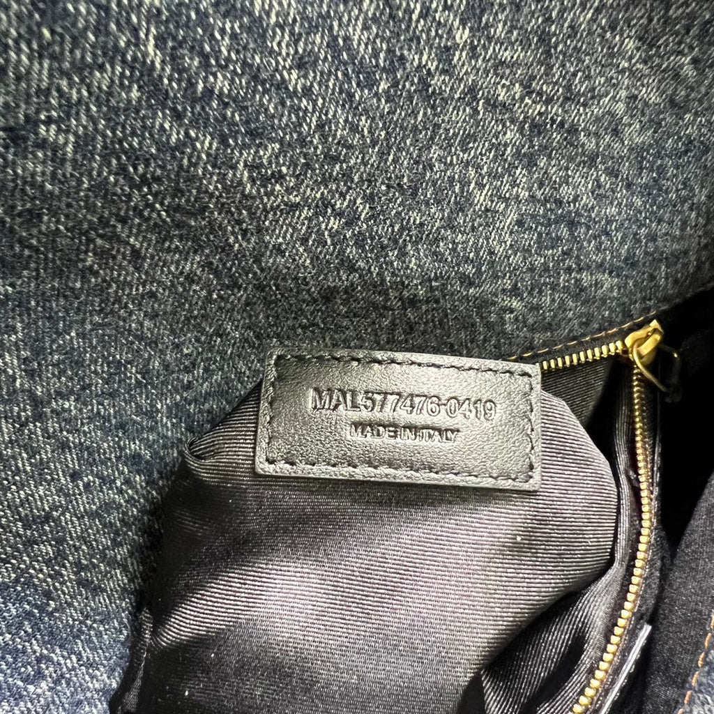 SAINT LAURENT PUFFER BAG 29 IN BLUE GRADIENT DENIM GOLD HARDWARE