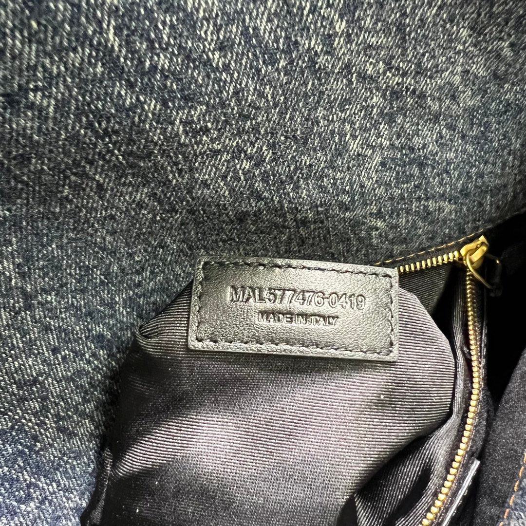 SAINT LAURENT PUFFER BAG 29 IN BLUE GRADIENT DENIM GOLD HARDWARE