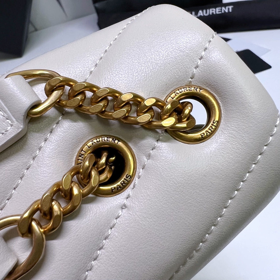 SAINT LAURENT LOULOU SMALL 25 IN WHITE LAMBSKIN GOLD HARDWARE