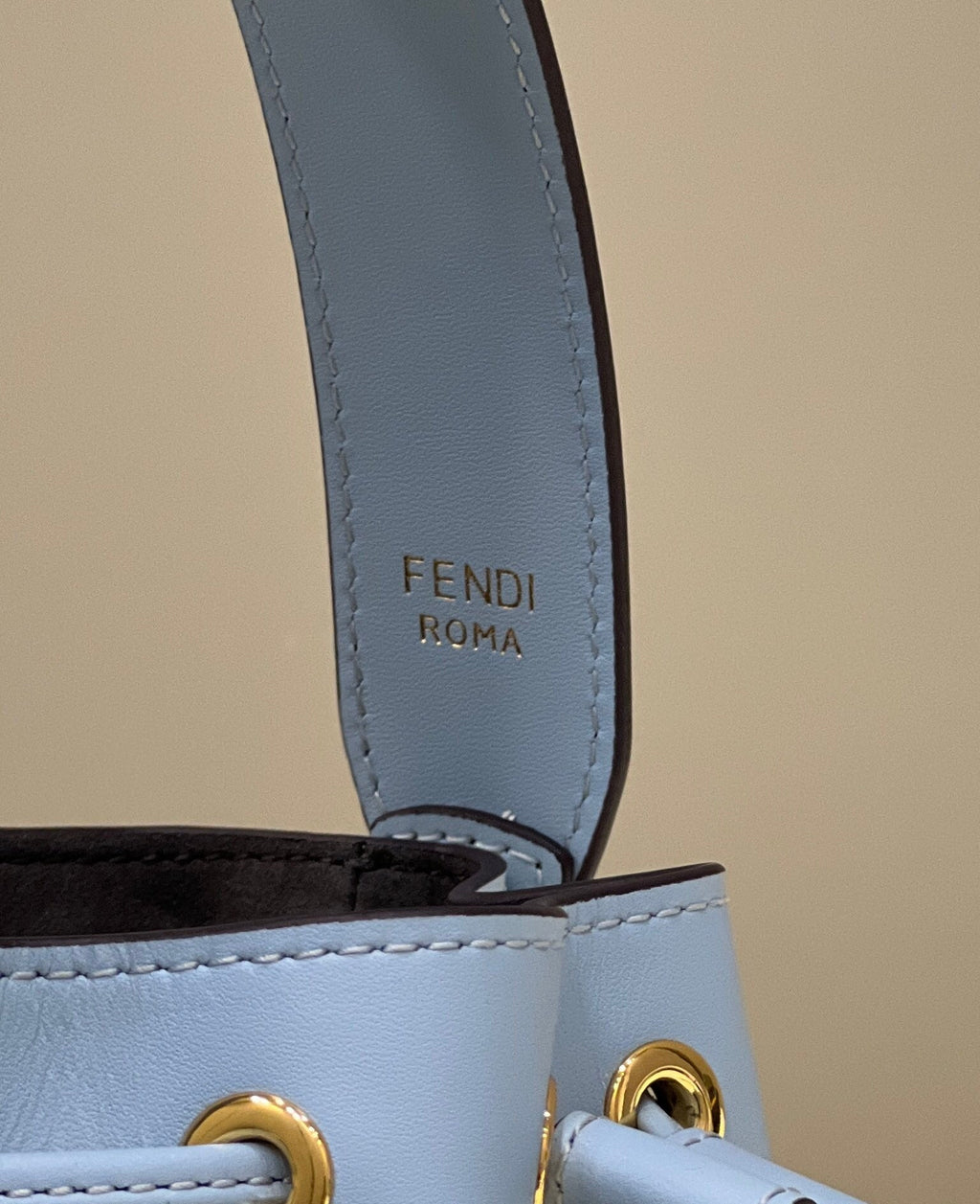 FENDI MON TRESOR MINI 18 BAG IN LIGHT BLUE CALFSKIN FF WITH GOLD HARDWARE