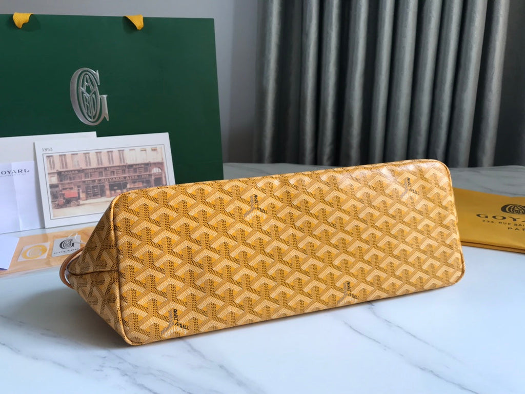 GOYARD CHIEN GRIS BAG 33 IN YELLOW GOYARDINE CANVAS AND CALFSKIN TRIM