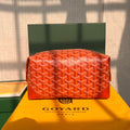GOYARD BOWLING TOILETRY BAG 25 IN RED ORANGE GOYARDINE CANVAS AND CALFSKIN