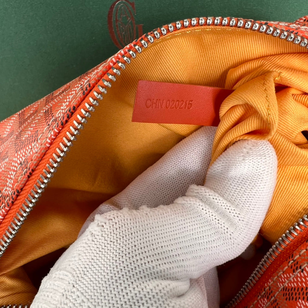 GOYARD BOWLING TOILETRY BAG 25 IN RED ORANGE GOYARDINE CANVAS AND CALFSKIN