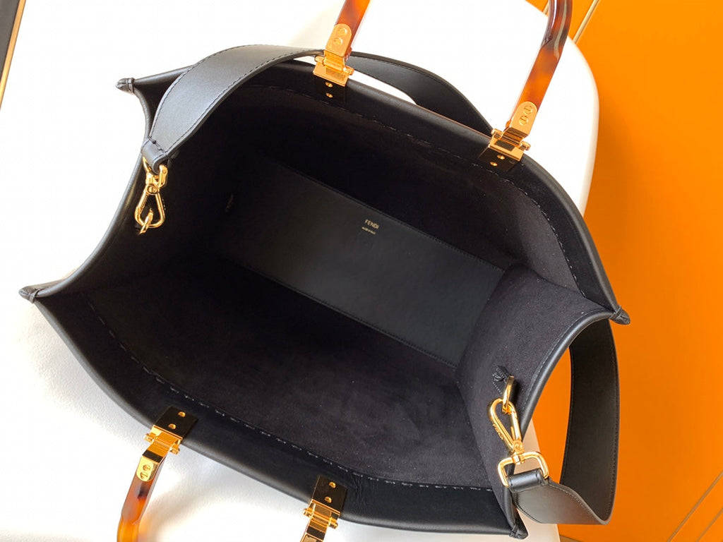 FENDI Fend Sunshine Medium Bag 35 Black Leather