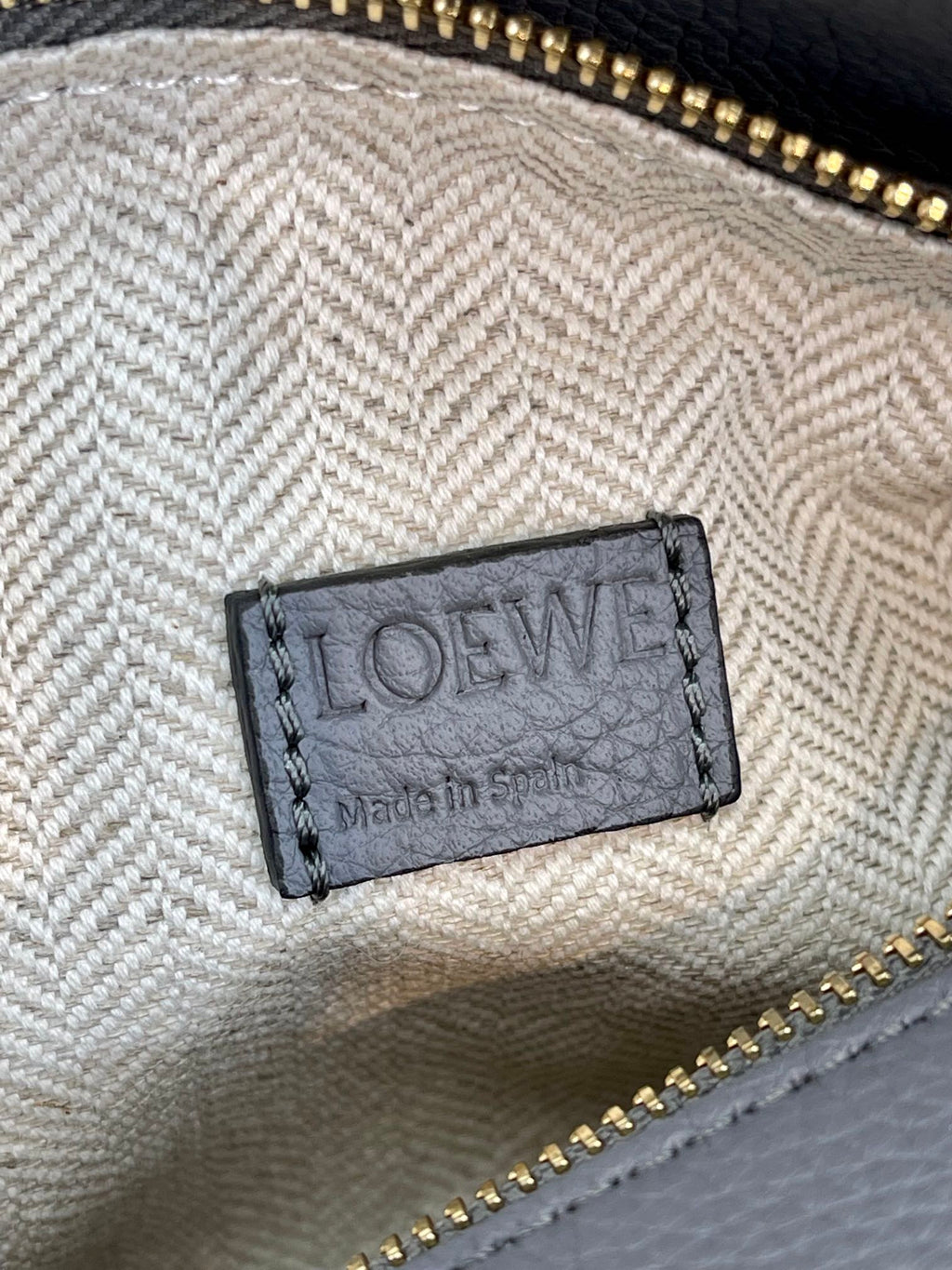 LOEWE LOE MINI 18 PUZZLE BAG IN GREY CALFSKIN