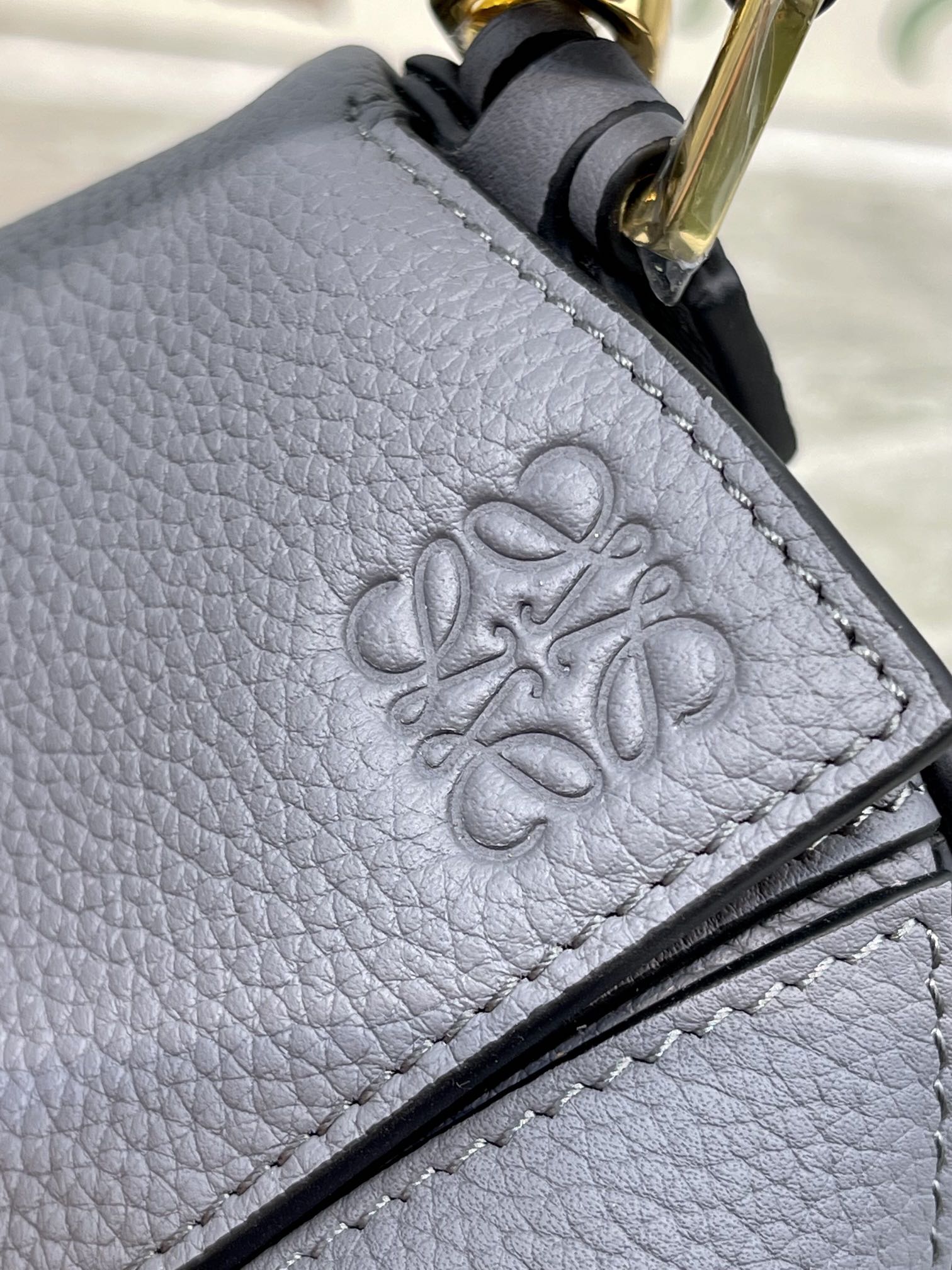LOEWE LOE MINI 18 PUZZLE BAG IN GREY CALFSKIN
