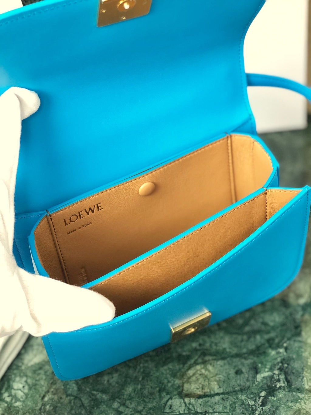 LOEWE LOE GOYA BAG 18 IN COBALT BLUE SILK CALFSKIN