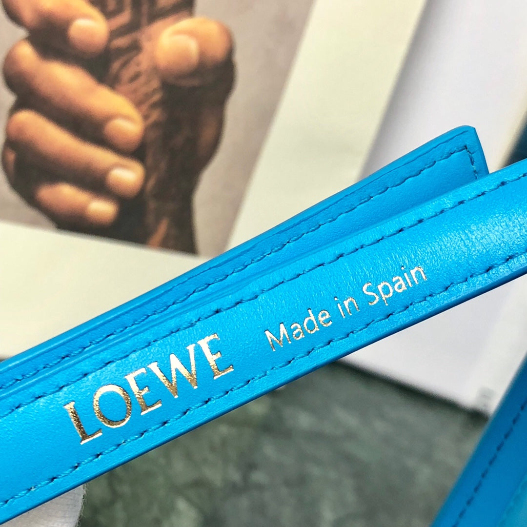 LOEWE LOE GOYA BAG 18 IN COBALT BLUE SILK CALFSKIN
