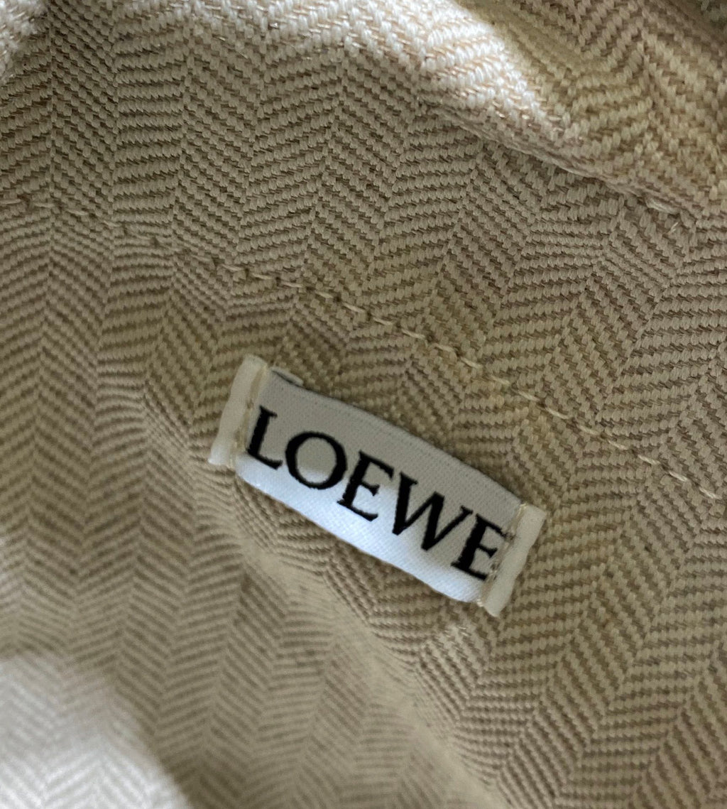 LOEWE LOE 18 ANAGRAM BASKET BAG IN BLACK AND NATURAL RAFFIA