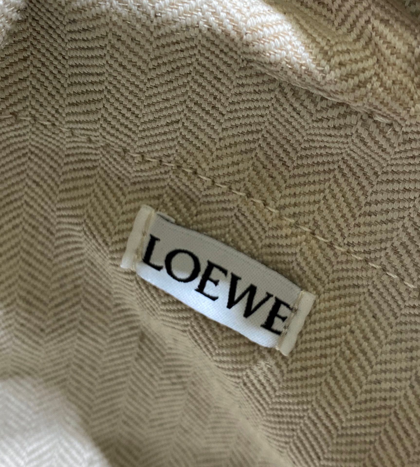 LOEWE LOE 18 ANAGRAM BASKET BAG IN BLACK AND NATURAL RAFFIA