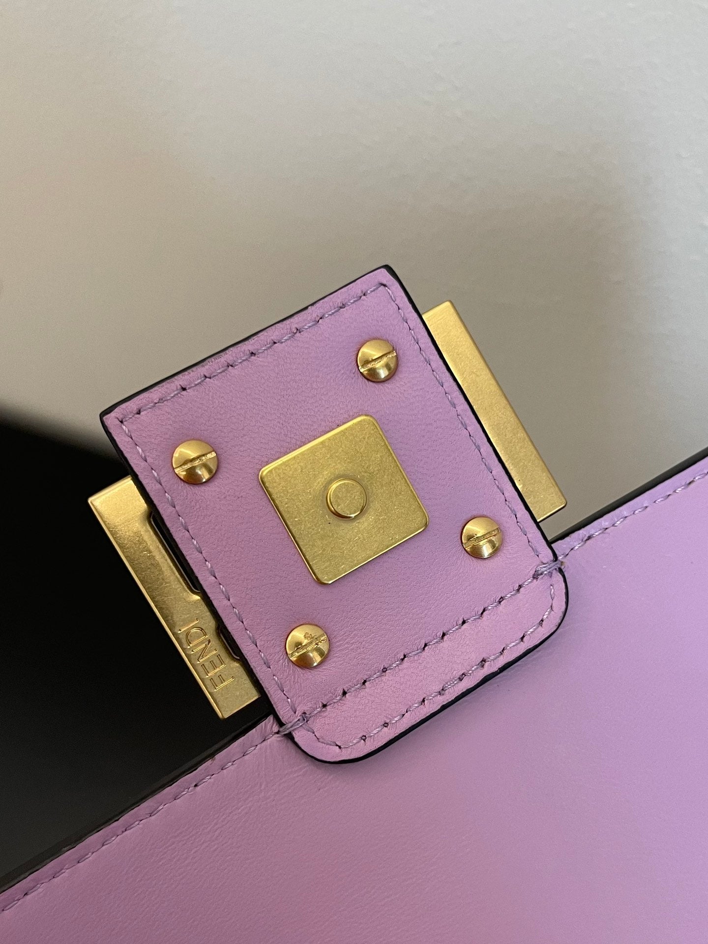 FENDI Fend Baguette 24 Bag With FF Motif Lavender Leather Ghw