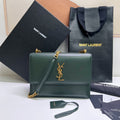 SAINT LAURENT SUNSET MEDIUM 22 IN DARK GREEN CALFSKIN GOLD HARDWARE