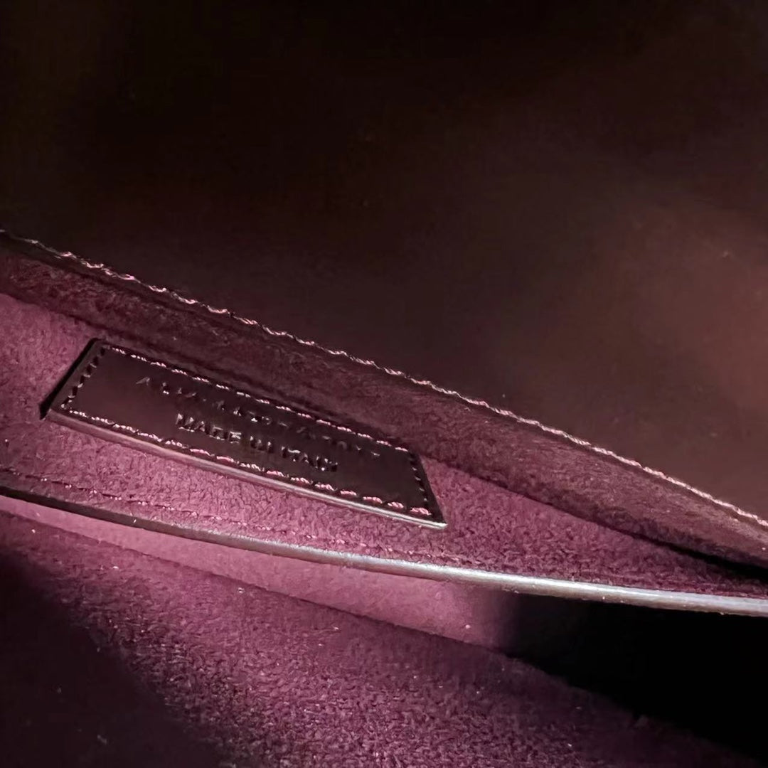 SAINT LAURENT SUNSET MEDIUM 22 IN MAROON CALFSKIN SILVER HARDWARE