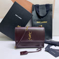 SAINT LAURENT SUNSET MEDIUM 22 IN MAROON CALFSKIN GOLD HARDWARE