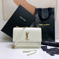 SAINT LAURENT SUNSET MEDIUM 22 IN WHITE CALFSKIN GOLD HARDWARE