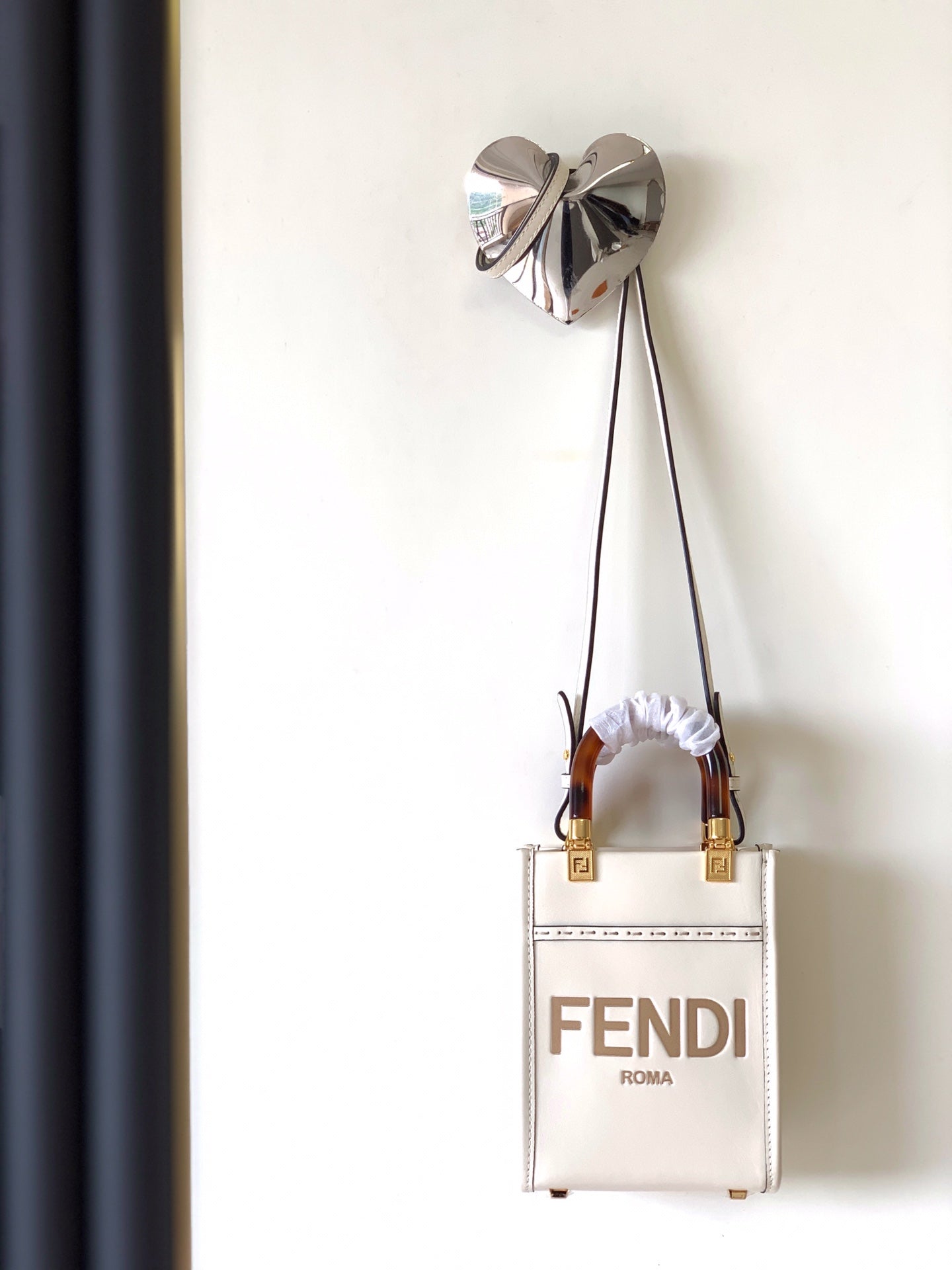 FENDI Fend Mini Sunshine Shopper Bag 18 White Leather