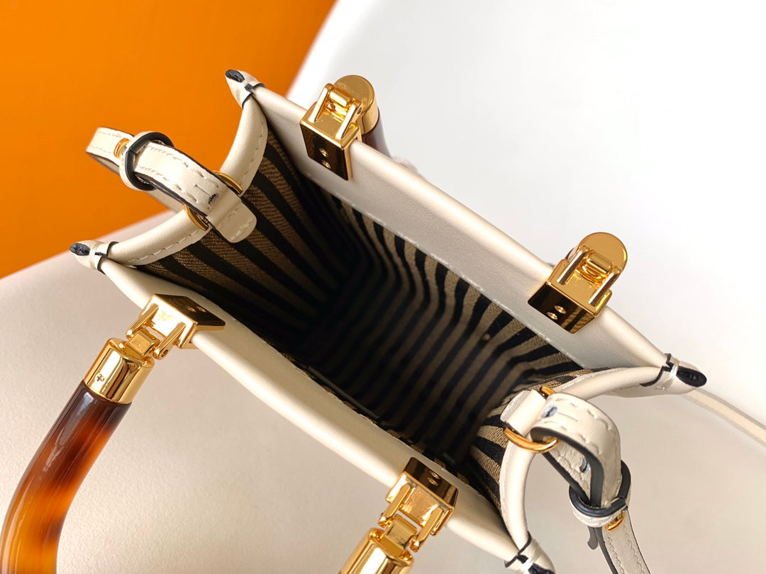 FENDI Fend Mini Sunshine Shopper Bag 18 White Leather