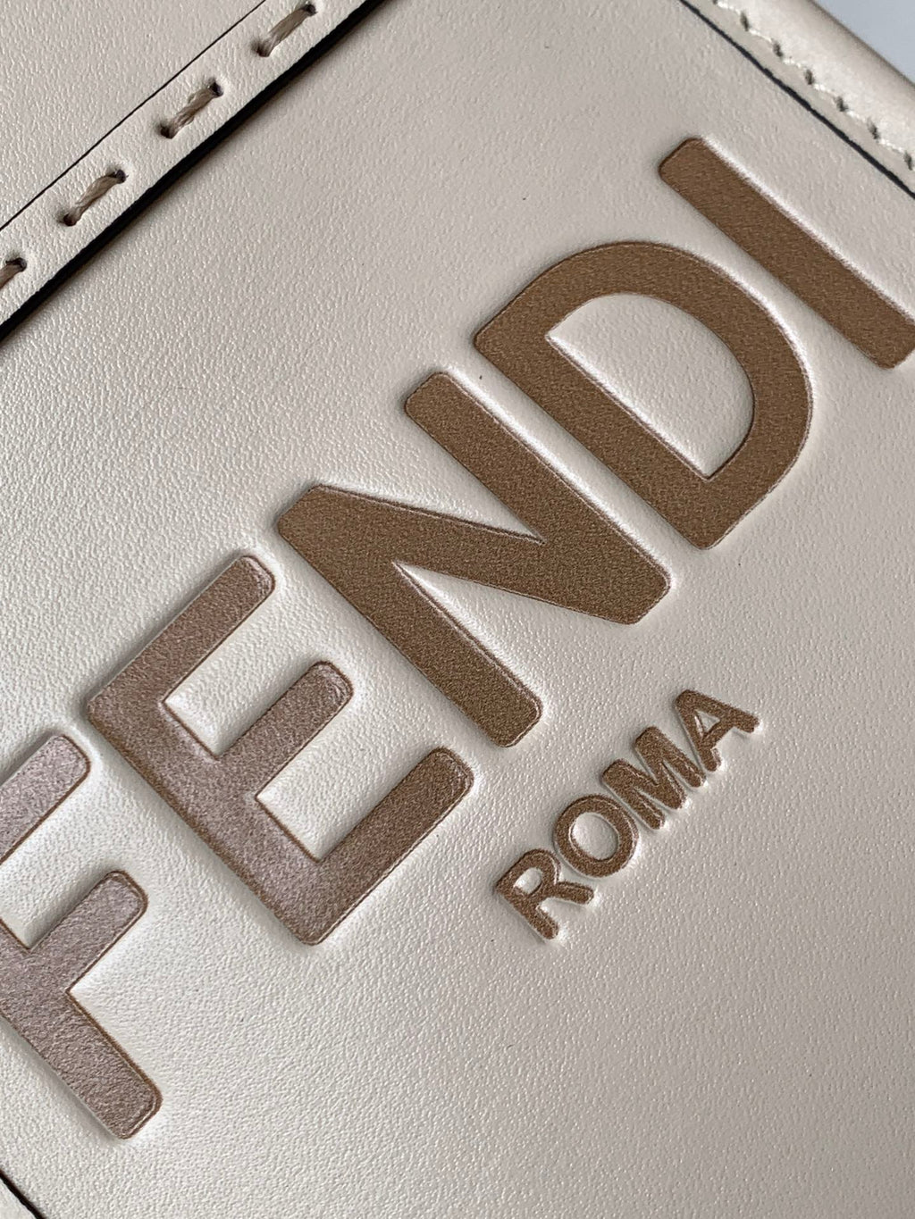 FENDI Fend Mini Sunshine Shopper Bag 18 White Leather