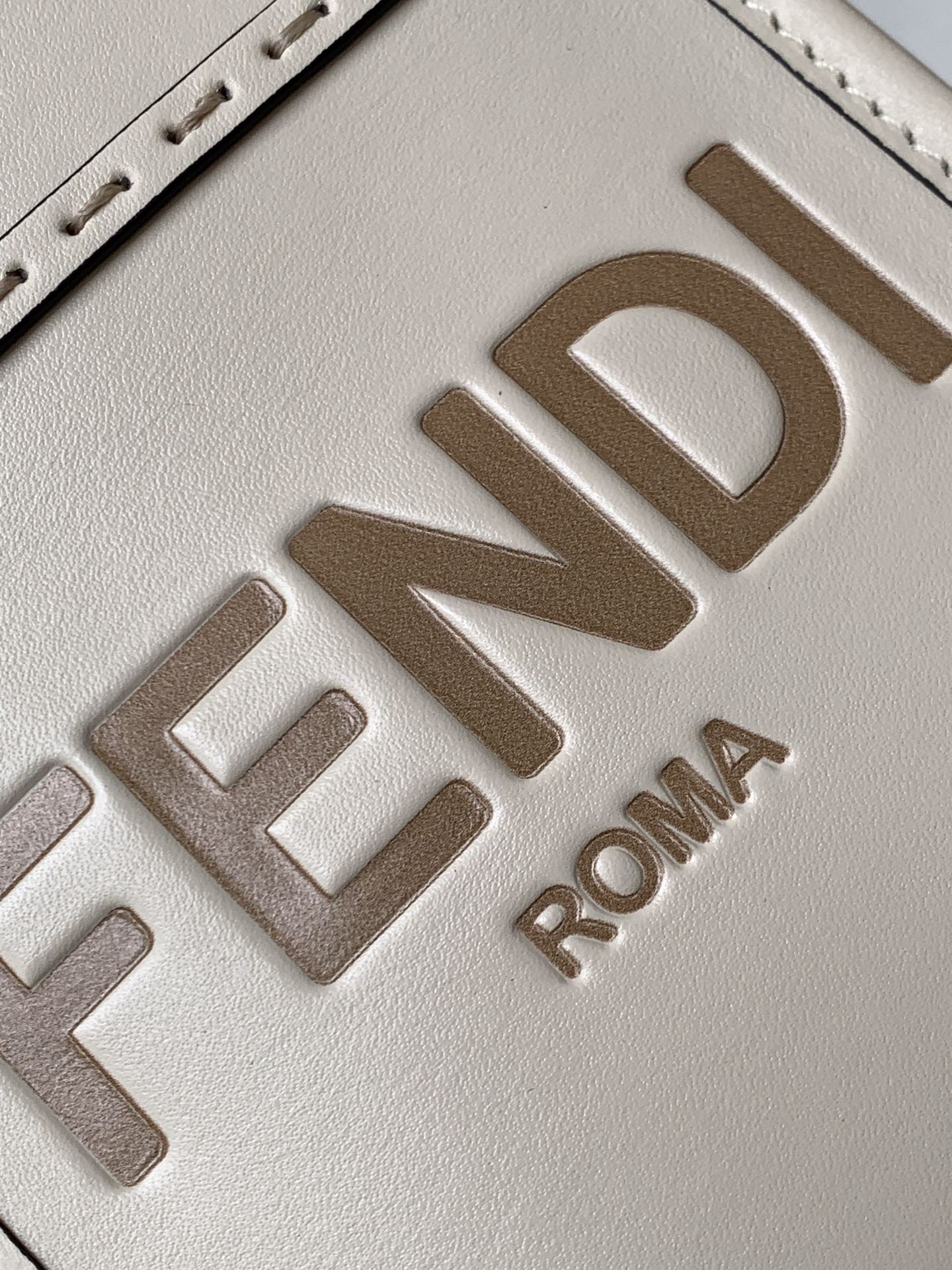 FENDI Fend Mini Sunshine Shopper Bag 18 White Leather