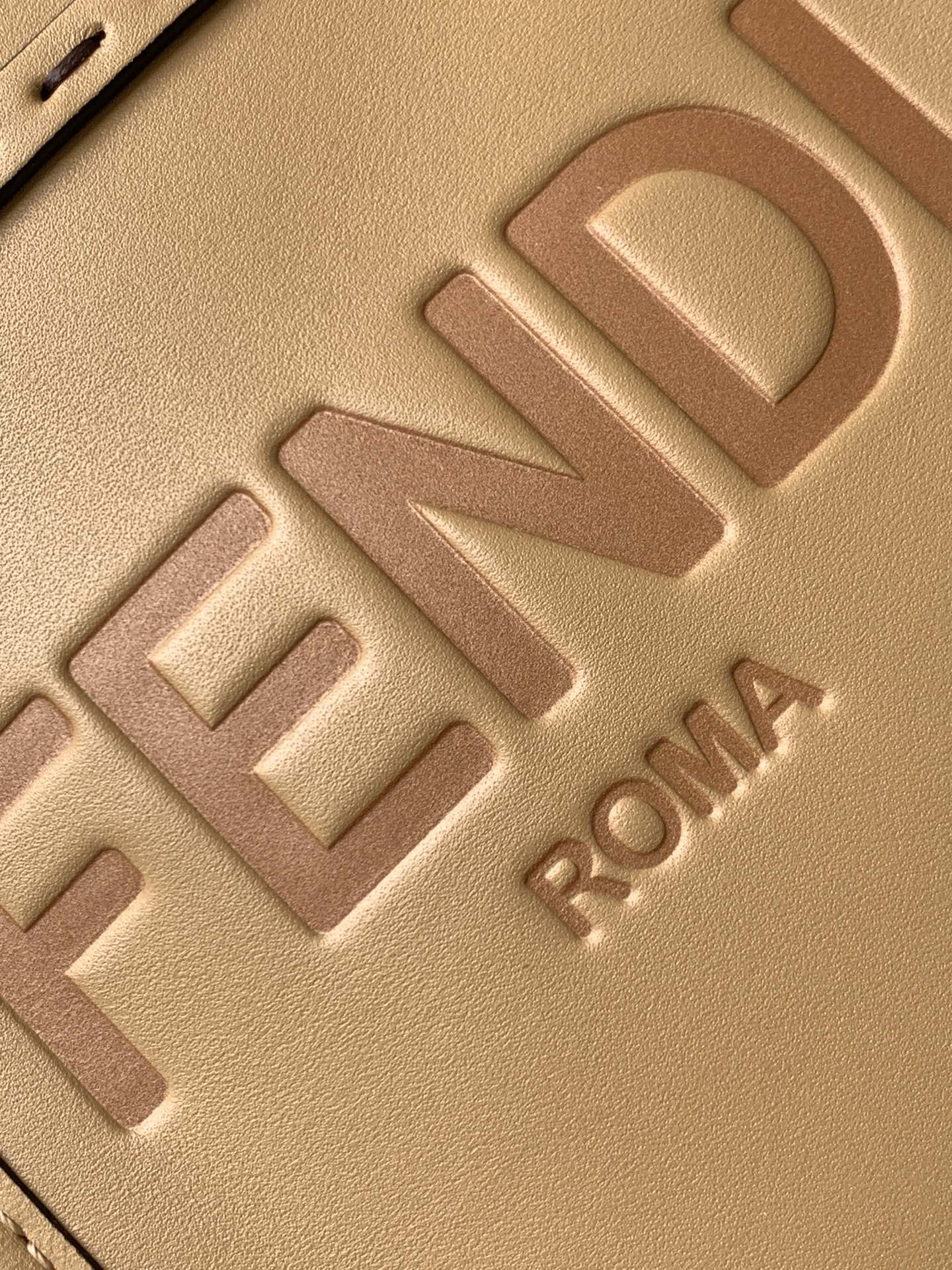 FENDI Fend Mini Sunshine Shopper Bag 18 Beige Leather