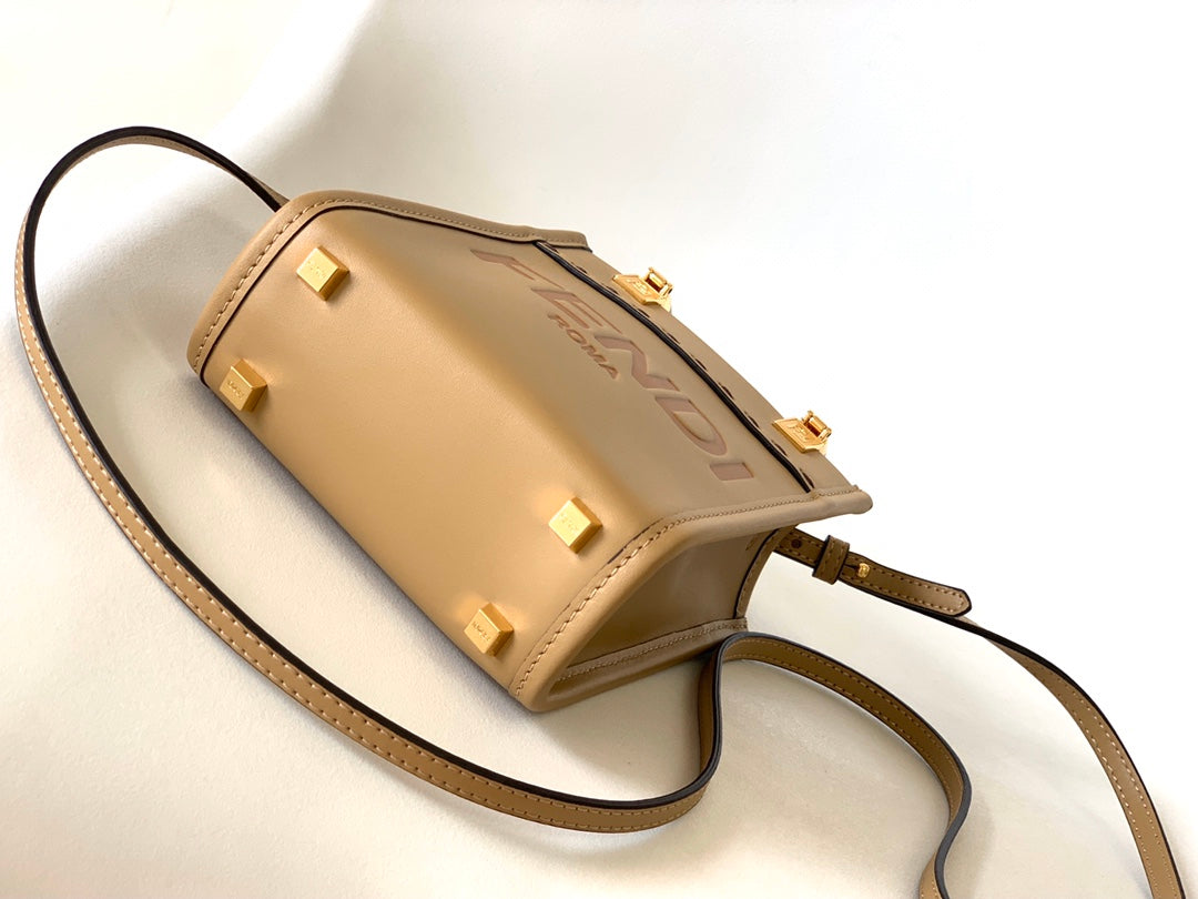 FENDI Fend Mini Sunshine Shopper Bag 18 Beige Leather