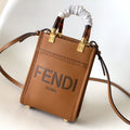 FENDI Fend Mini Sunshine Shopper Bag 18 Tan Leather