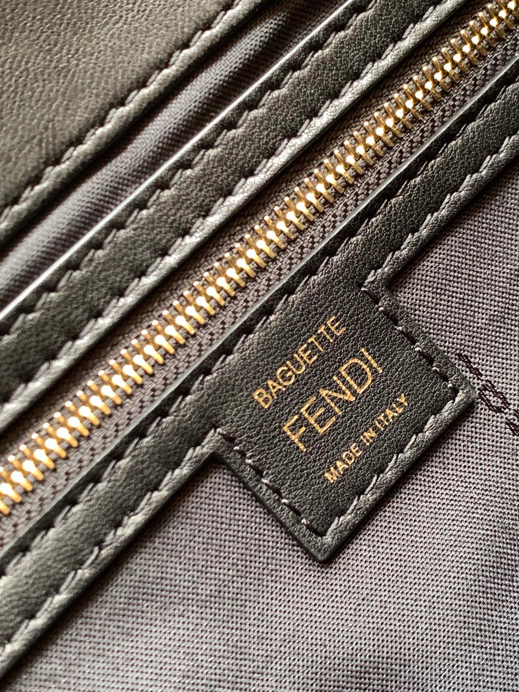 FENDI Fend Baguette 27 Bag With FF Motif Black Leather Ghw