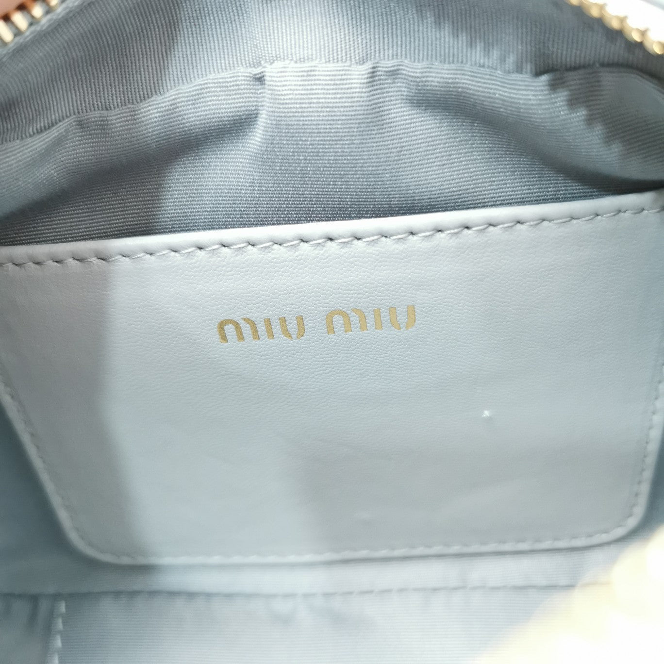 MIU MIU TOO PRETTY 17 HANDBAG LIGHT GREY LAMBSKIN