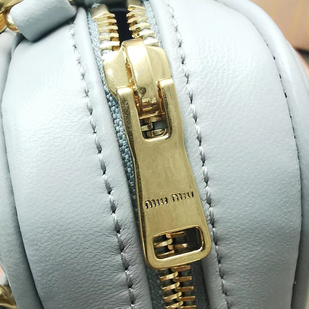 MIU MIU TOO PRETTY 17 HANDBAG LIGHT GREY LAMBSKIN