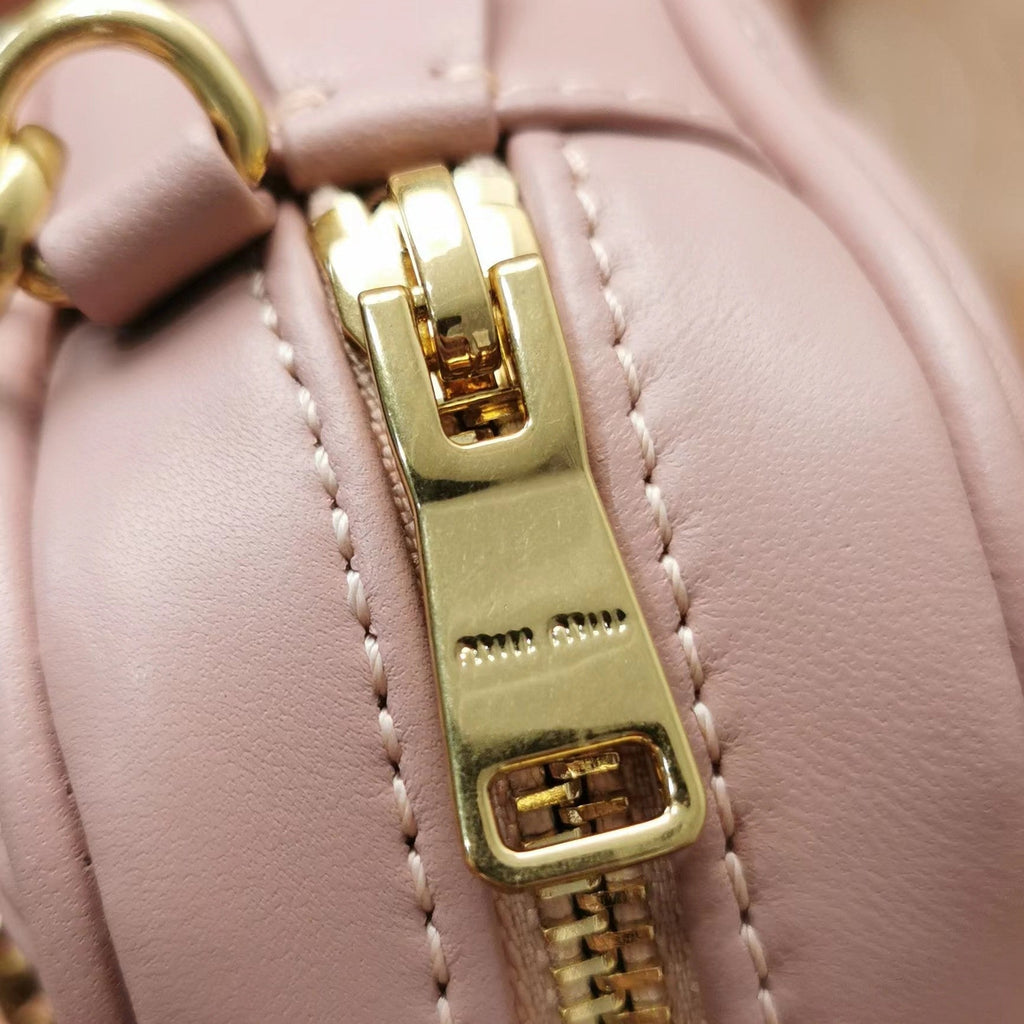 MIU MIU TOO PRETTY 17 HANDBAG IN LIGHT PINK LAMBSKIN