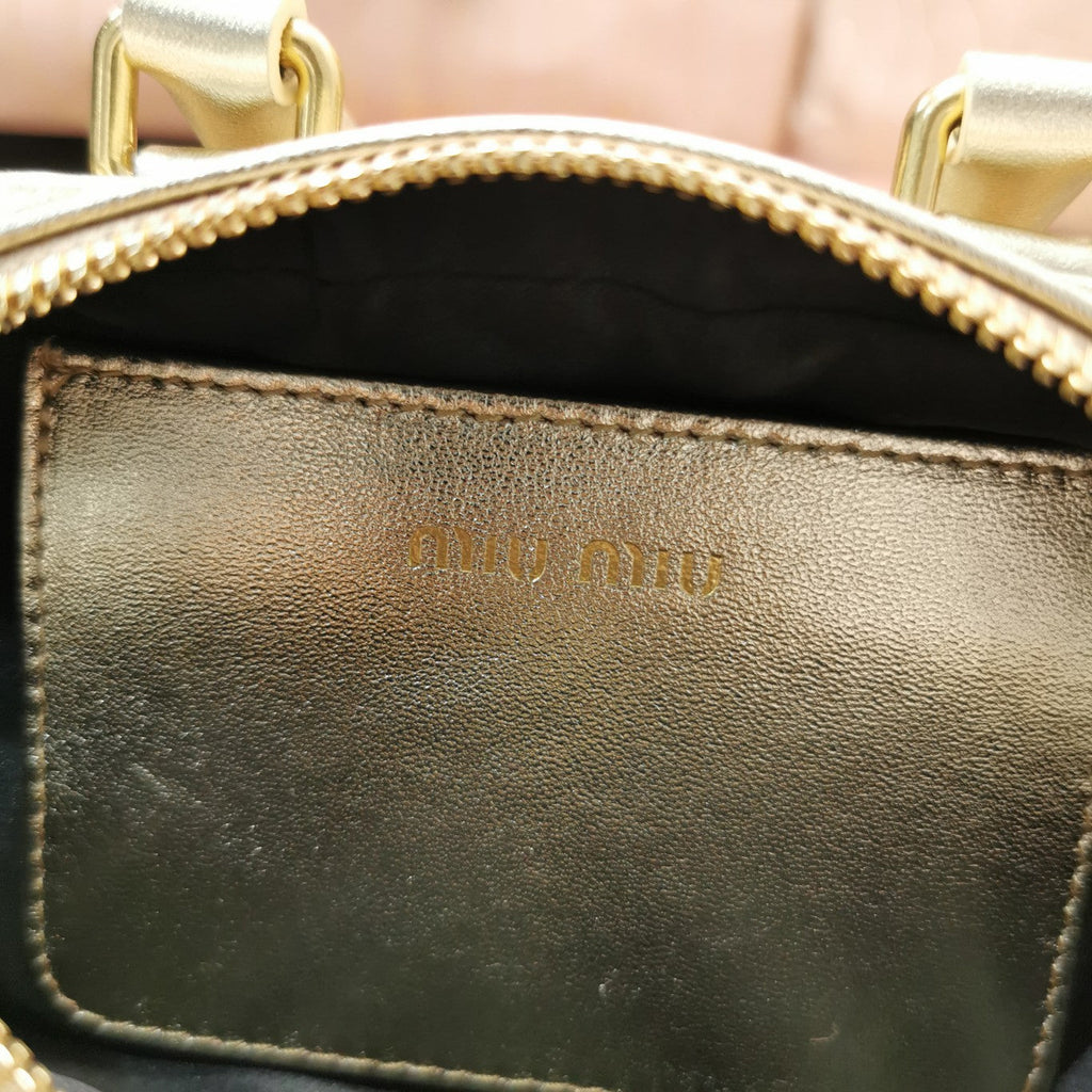 MIU MIU TOO PRETTY 17 HANDBAG GOLDEN LAMBSKIN