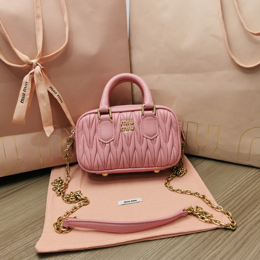 MIU MIU TOO PRETTY 17 HANDBAG IN HOT PINK LAMBSKIN