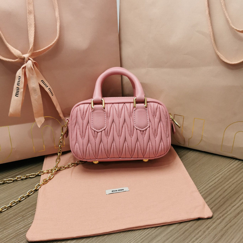 MIU MIU TOO PRETTY 17 HANDBAG IN HOT PINK LAMBSKIN