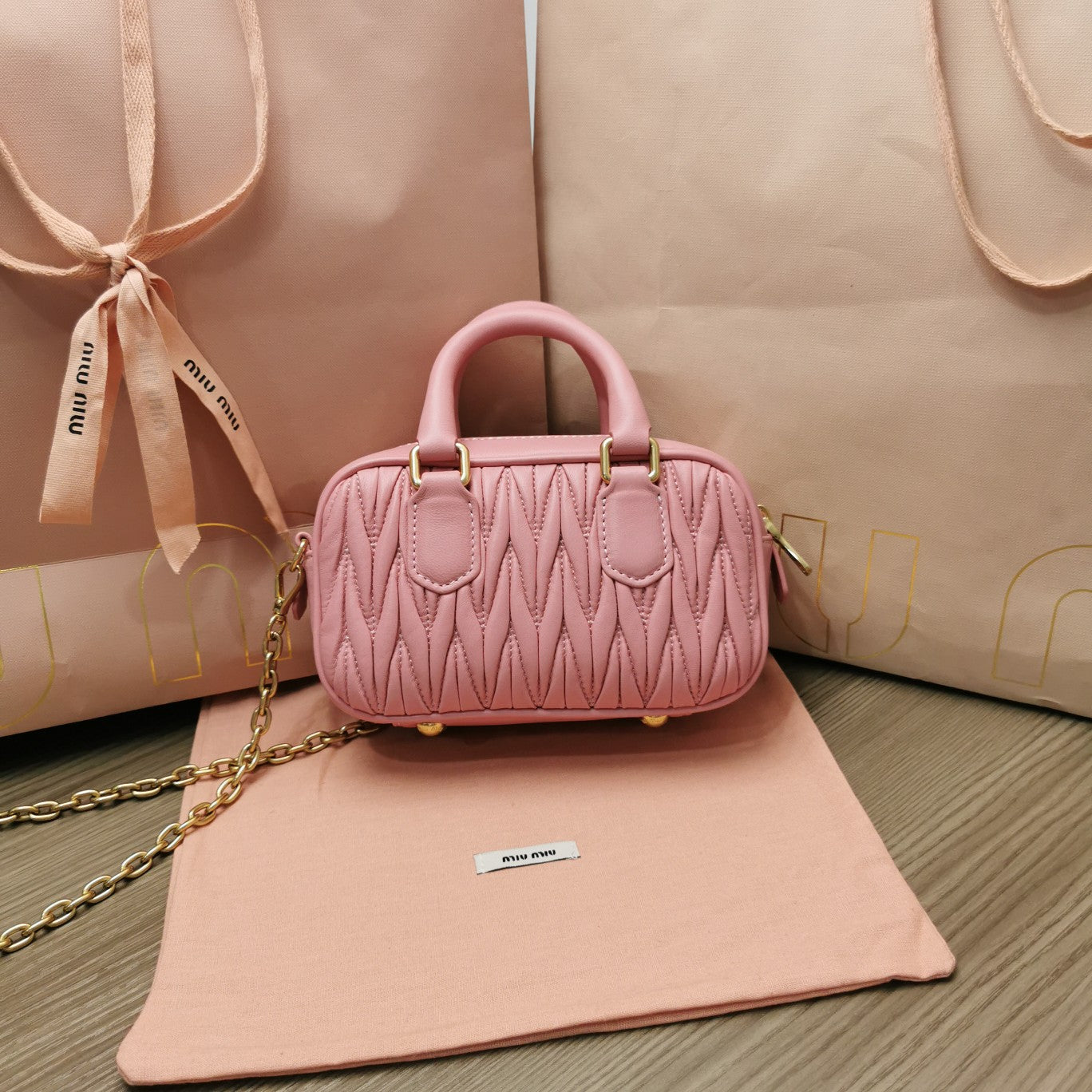 MIU MIU TOO PRETTY 17 HANDBAG IN HOT PINK LAMBSKIN