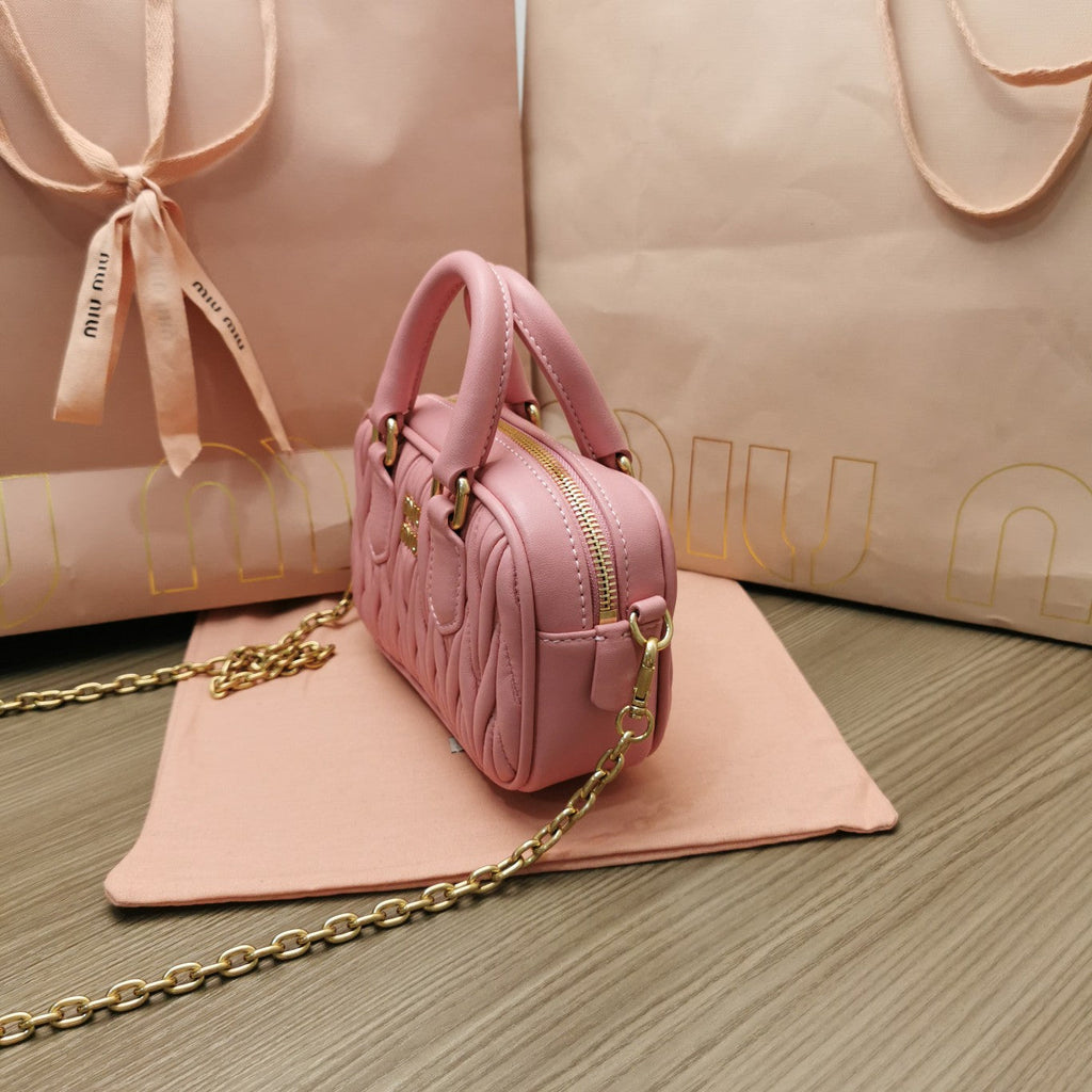 MIU MIU TOO PRETTY 17 HANDBAG IN HOT PINK LAMBSKIN