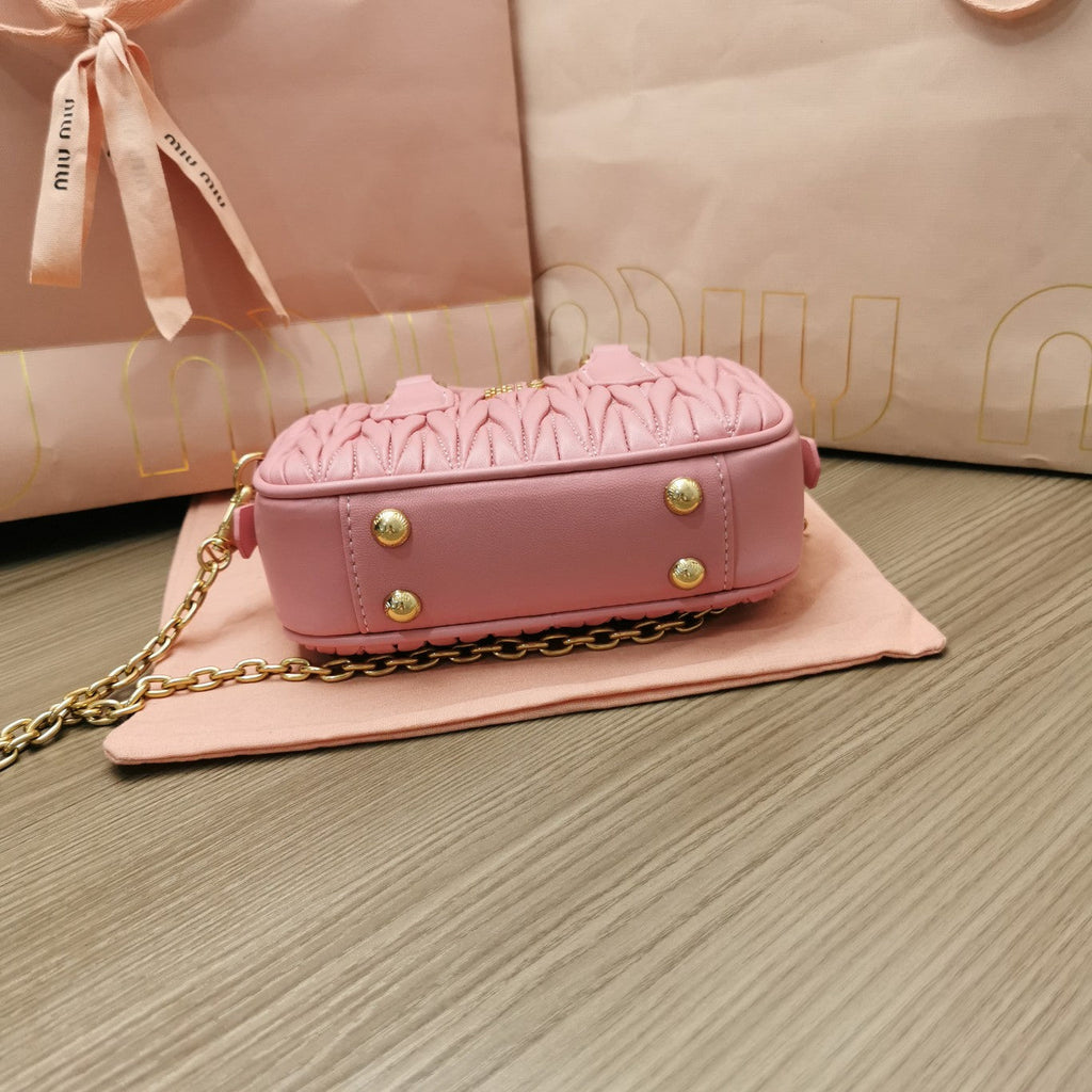 MIU MIU TOO PRETTY 17 HANDBAG IN HOT PINK LAMBSKIN