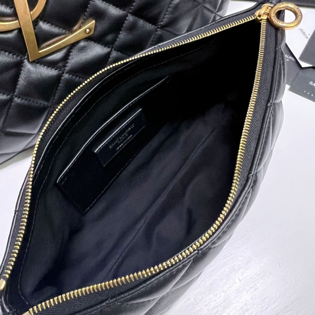 SAINT LAURENT ICARE 58 MAXI SHOPPING BAG IN BLACK LAMBSKIN GOLD-TONE METALLIC