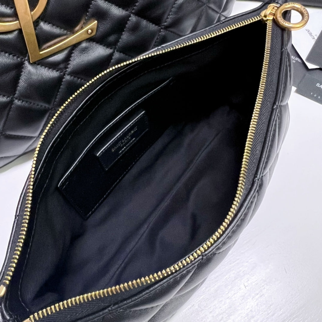 SAINT LAURENT ICARE 58 MAXI SHOPPING BAG IN BLACK LAMBSKIN GOLD-TONE METALLIC