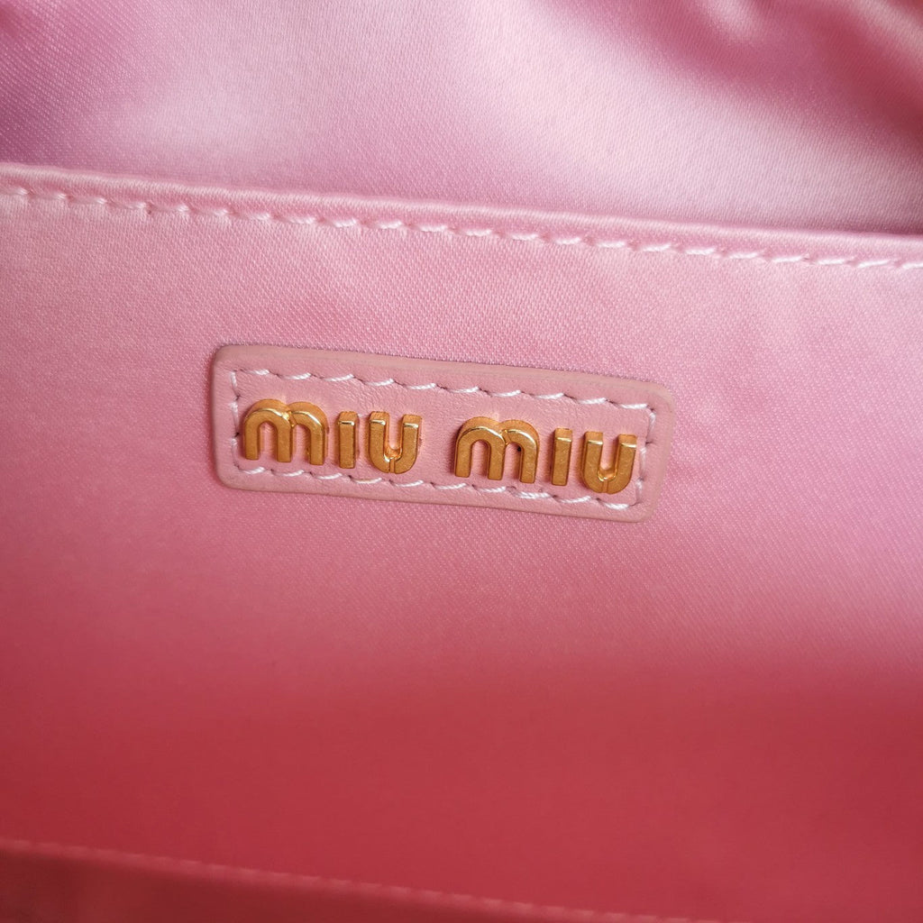 MIU MIU ARCADIE MATELASSÉ NAPPA SMALL BAG 19 IN FLAMINGO PINK LAMBSKIN GOLD HARDWARE