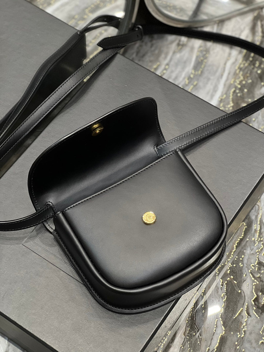 SAINT LAURENT KAIA SMALL 18 HANDBAG IN BLACK CALFSKIN