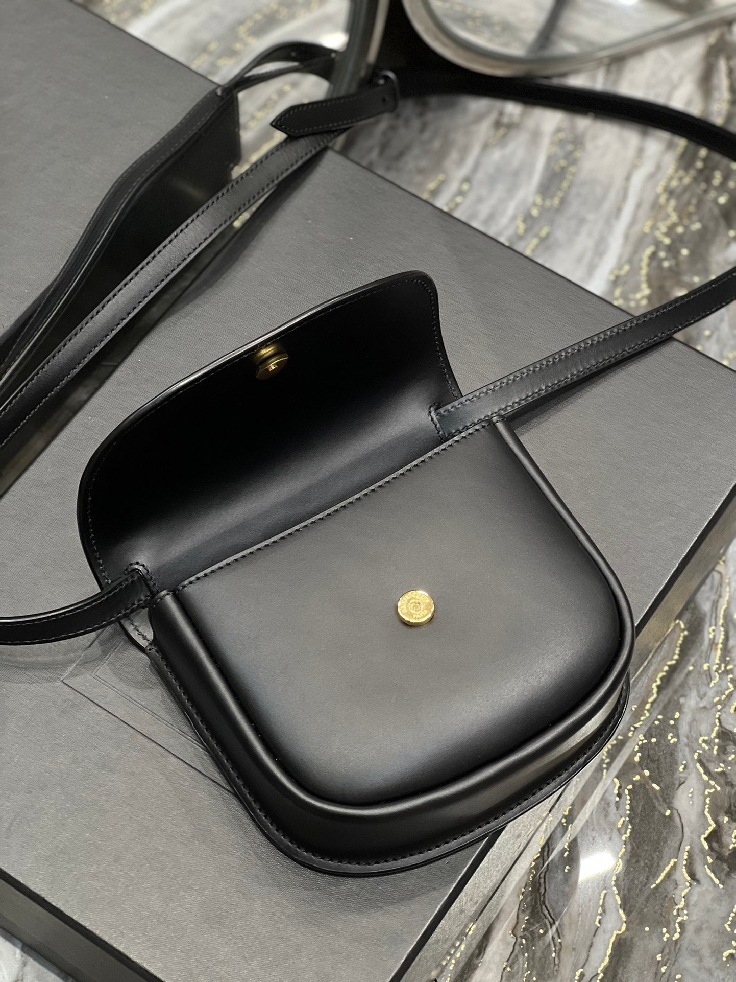 SAINT LAURENT KAIA SMALL 18 HANDBAG IN BLACK CALFSKIN