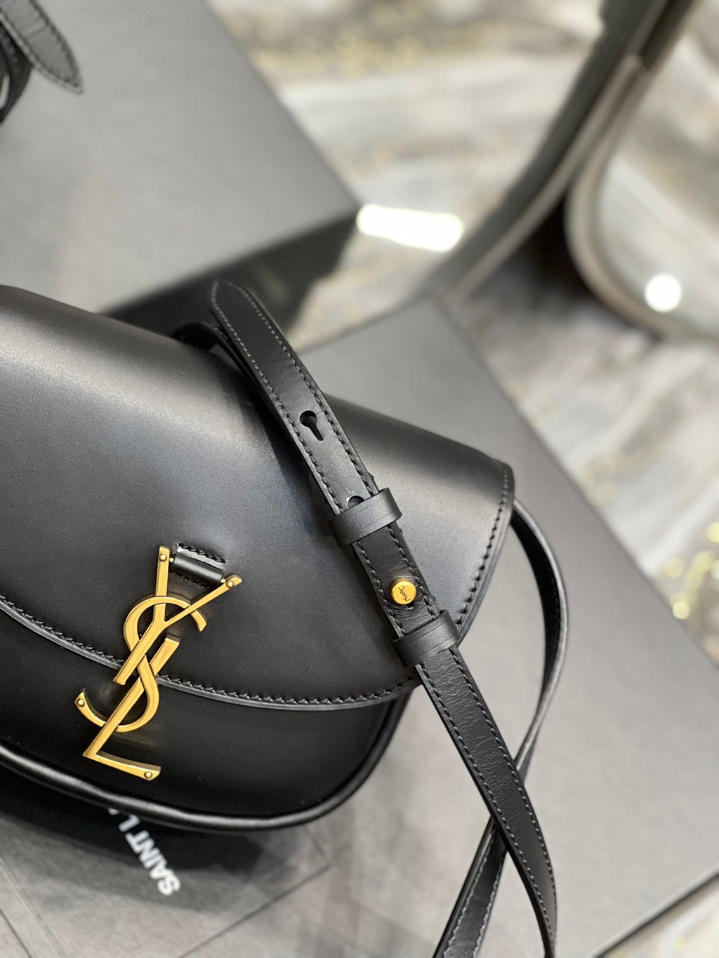 SAINT LAURENT KAIA SMALL 18 HANDBAG IN BLACK CALFSKIN