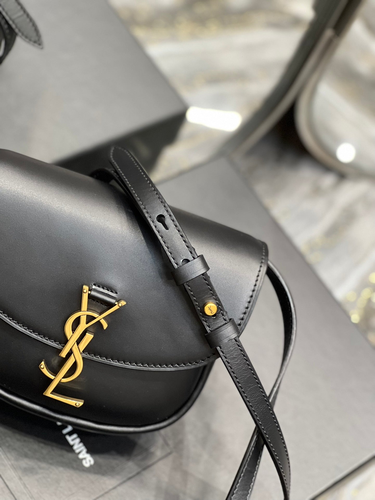 SAINT LAURENT KAIA SMALL 18 HANDBAG IN BLACK CALFSKIN